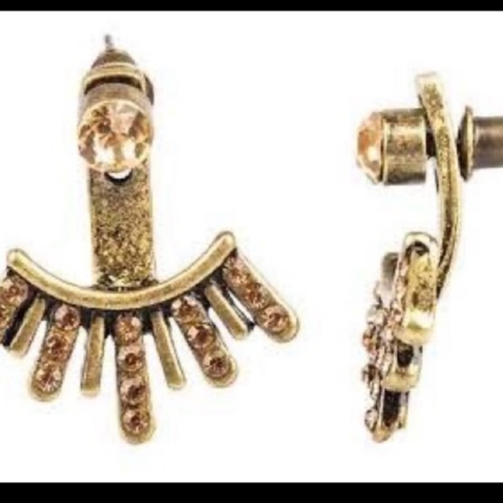 Brass jacket earrings